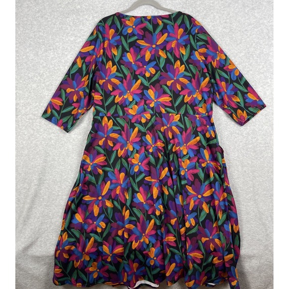 Popsy Floral Fit & Flare Dress Multi Floral Womens 22 US 18 Whimsical Artsy - Picture 2 of 11